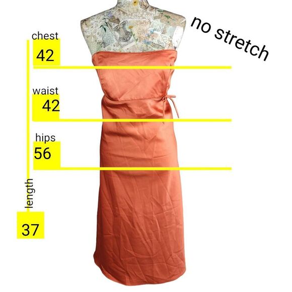 Formal Melon Orange Strapless Empire Waist Mid Length Cocktail Evening Dress - Picture 4 of 9